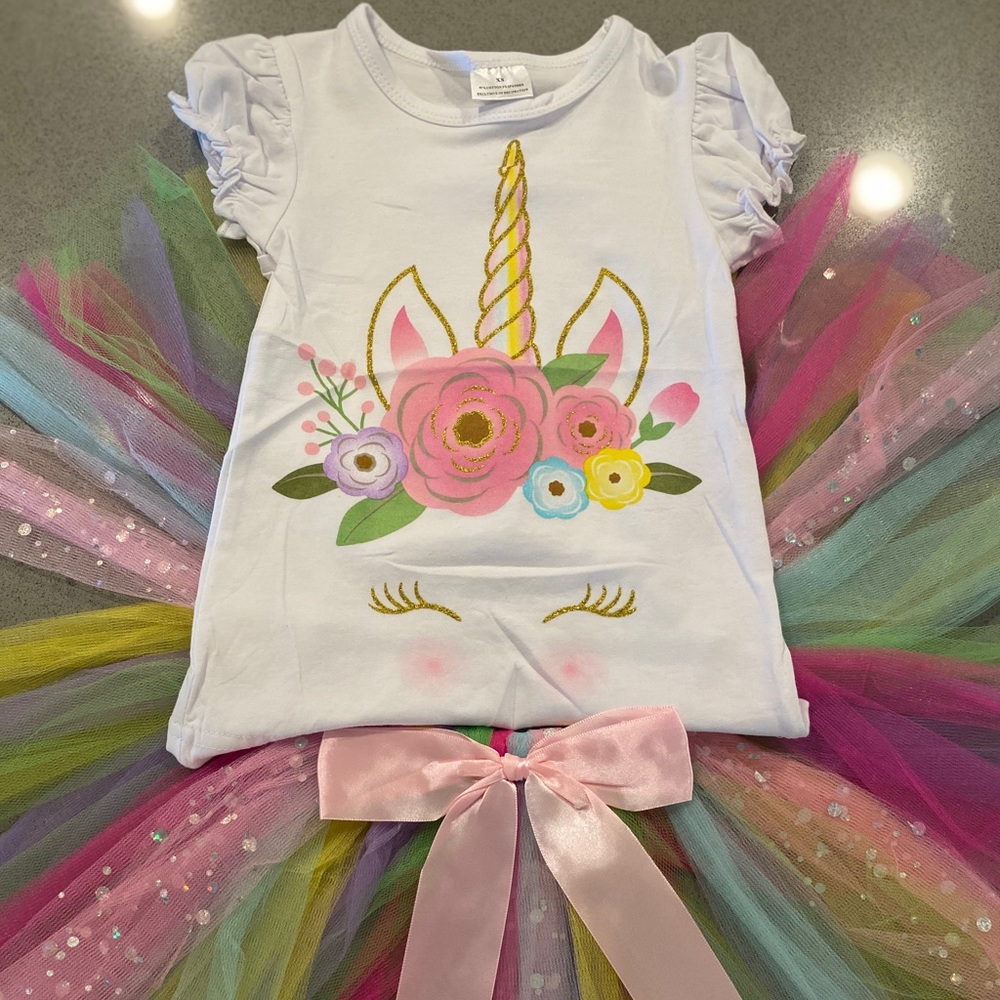 XS Rainbow Unicorn Tutu Set
